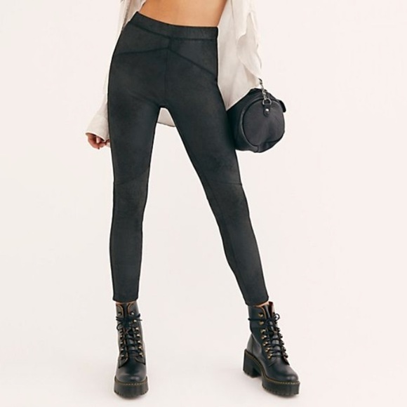 NWT Free People Midnight Vegan Suede Leggings - Picture 1 of 10